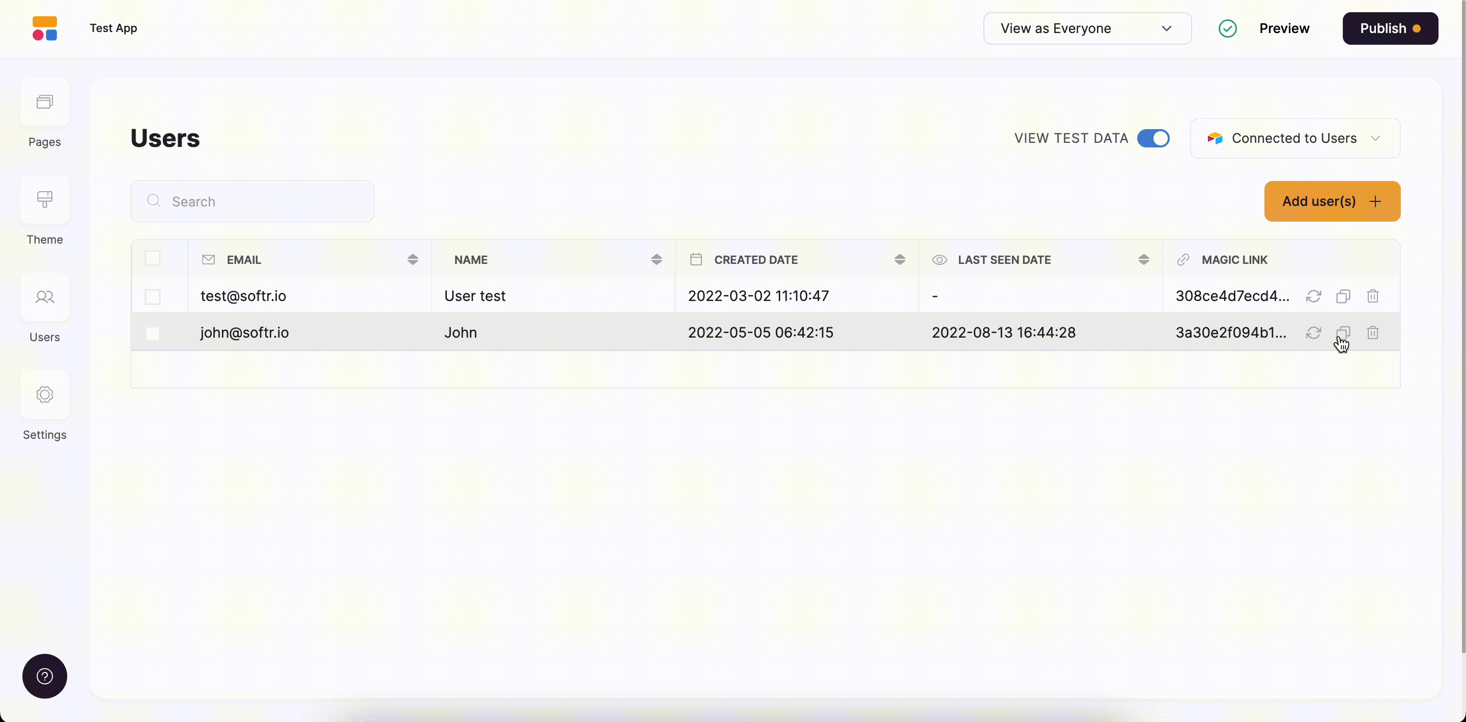 User sees only his tasks