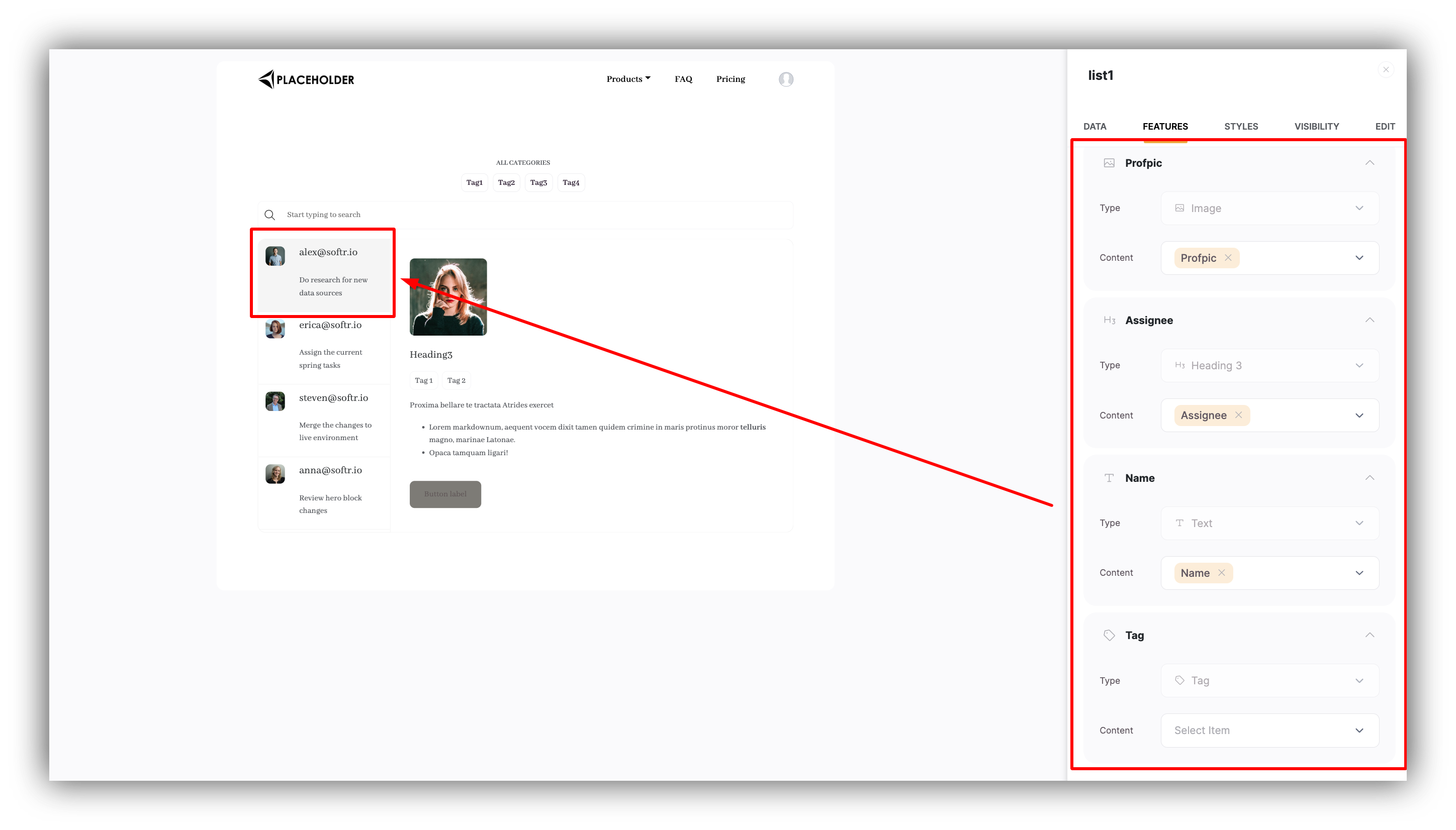 Mapping the sidebar fields