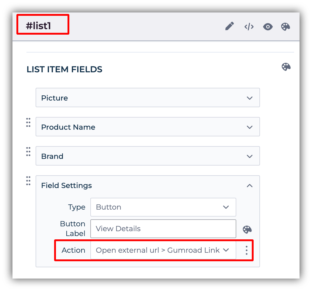 Configuring the button click action