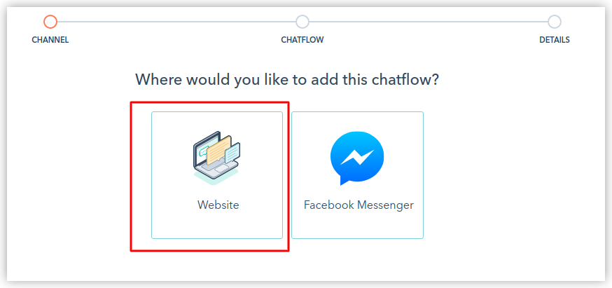 Choosing the “Website” option