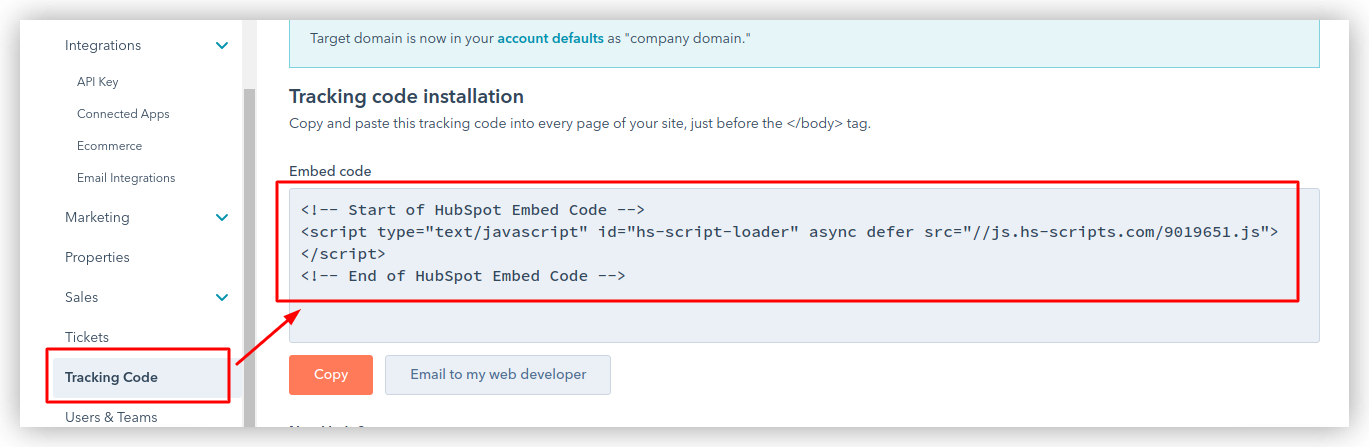 Getting the tracking code