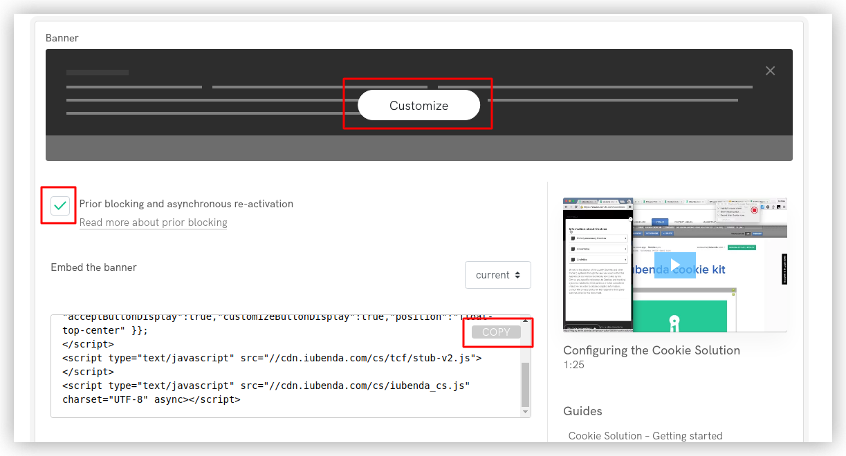 Accessing the embed code and customizing the banner further