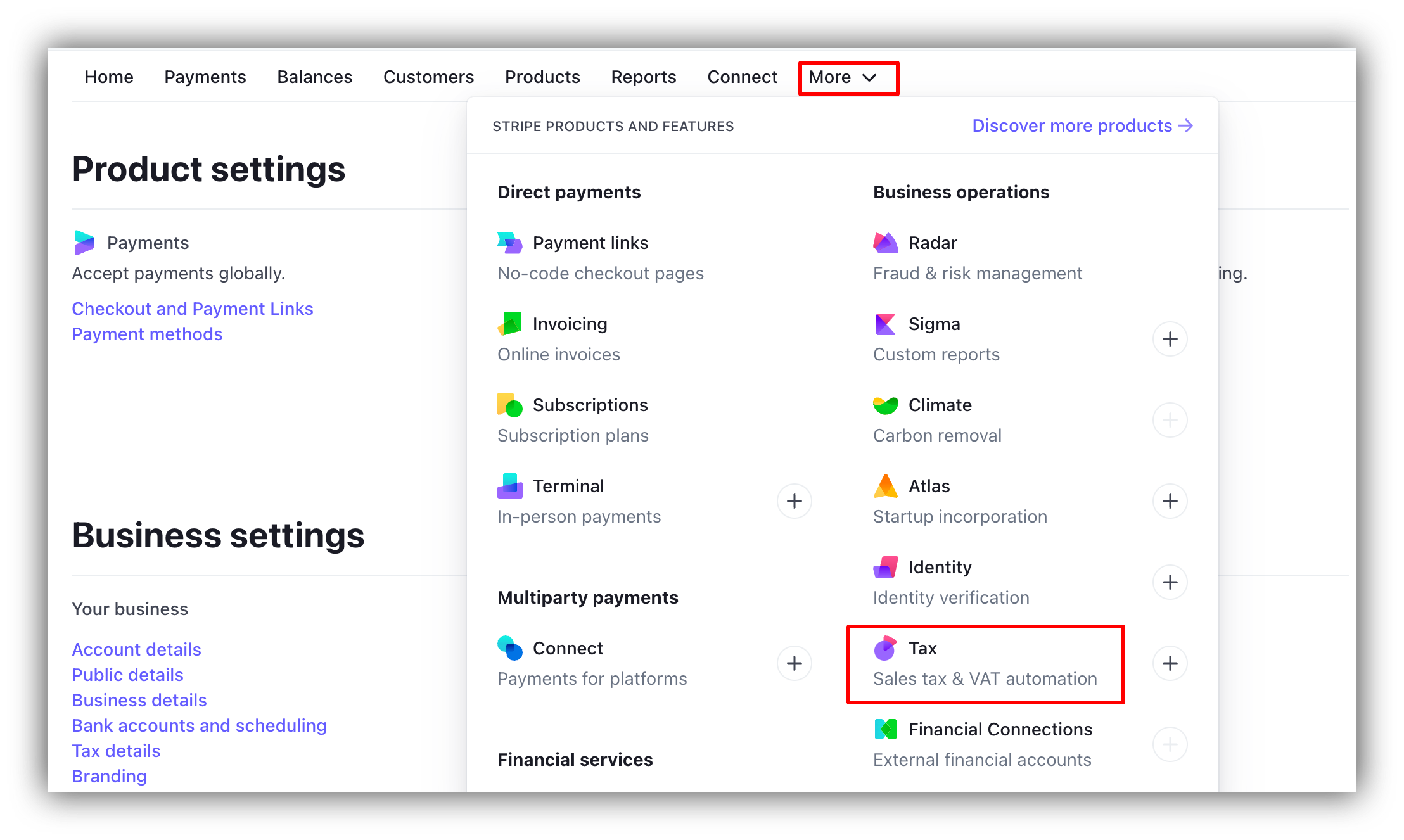 Adding the Tax feature