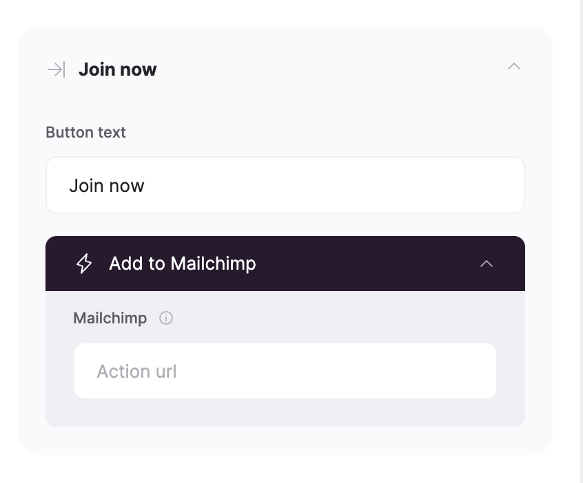 Mailchimp action URL
