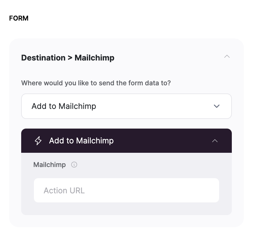 Setting form destination