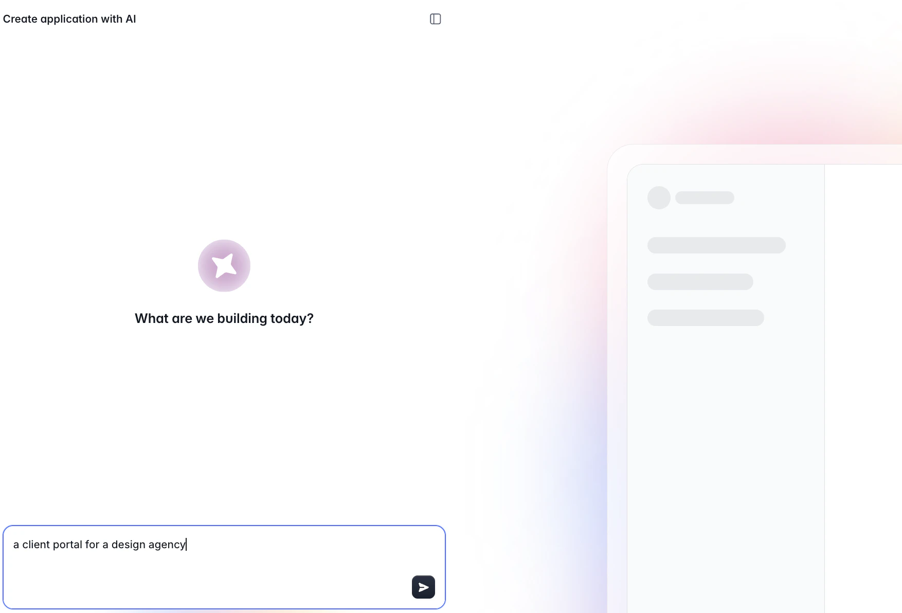 Create application with AI