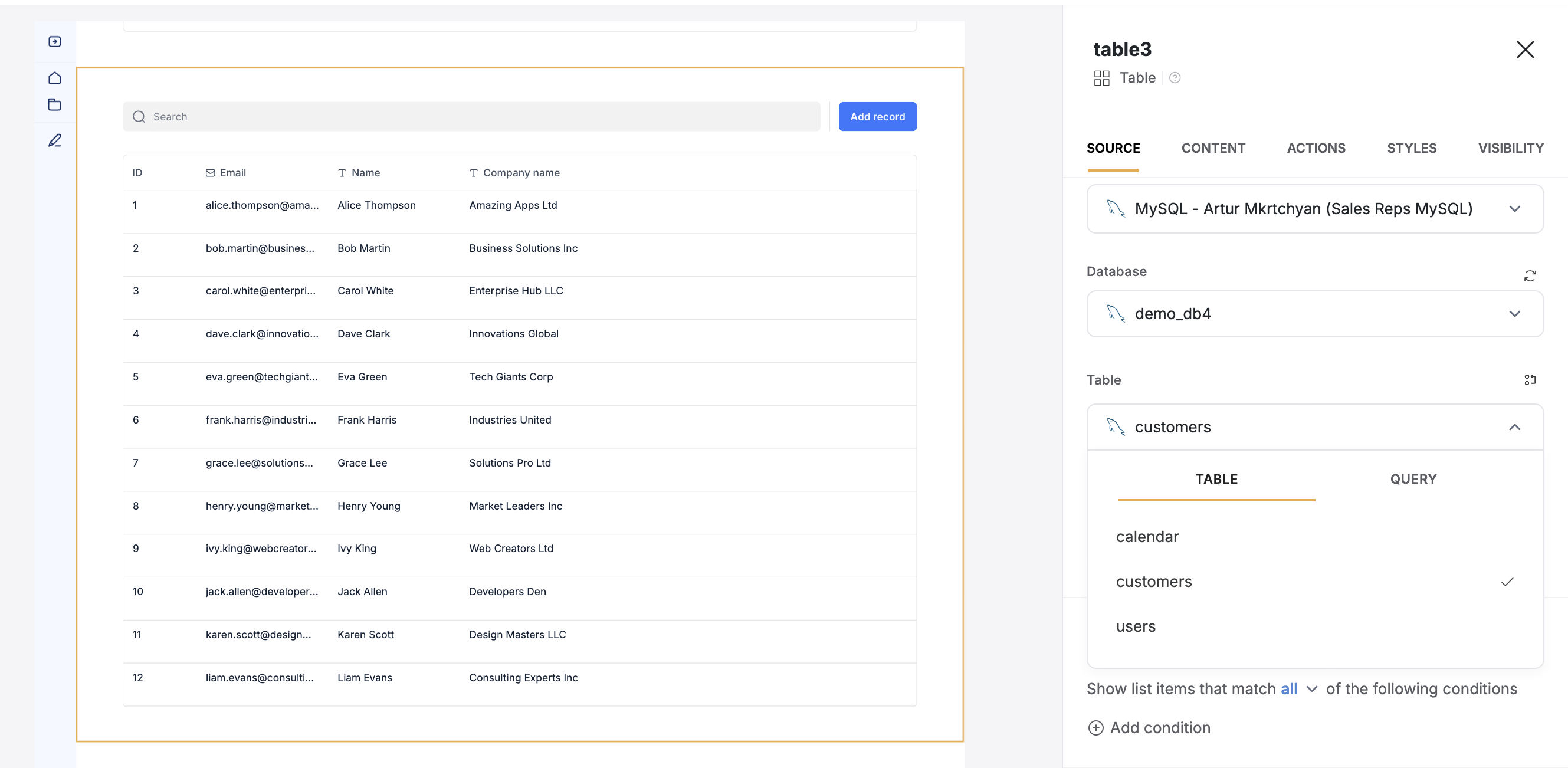 Connect your data to a dynamic block
