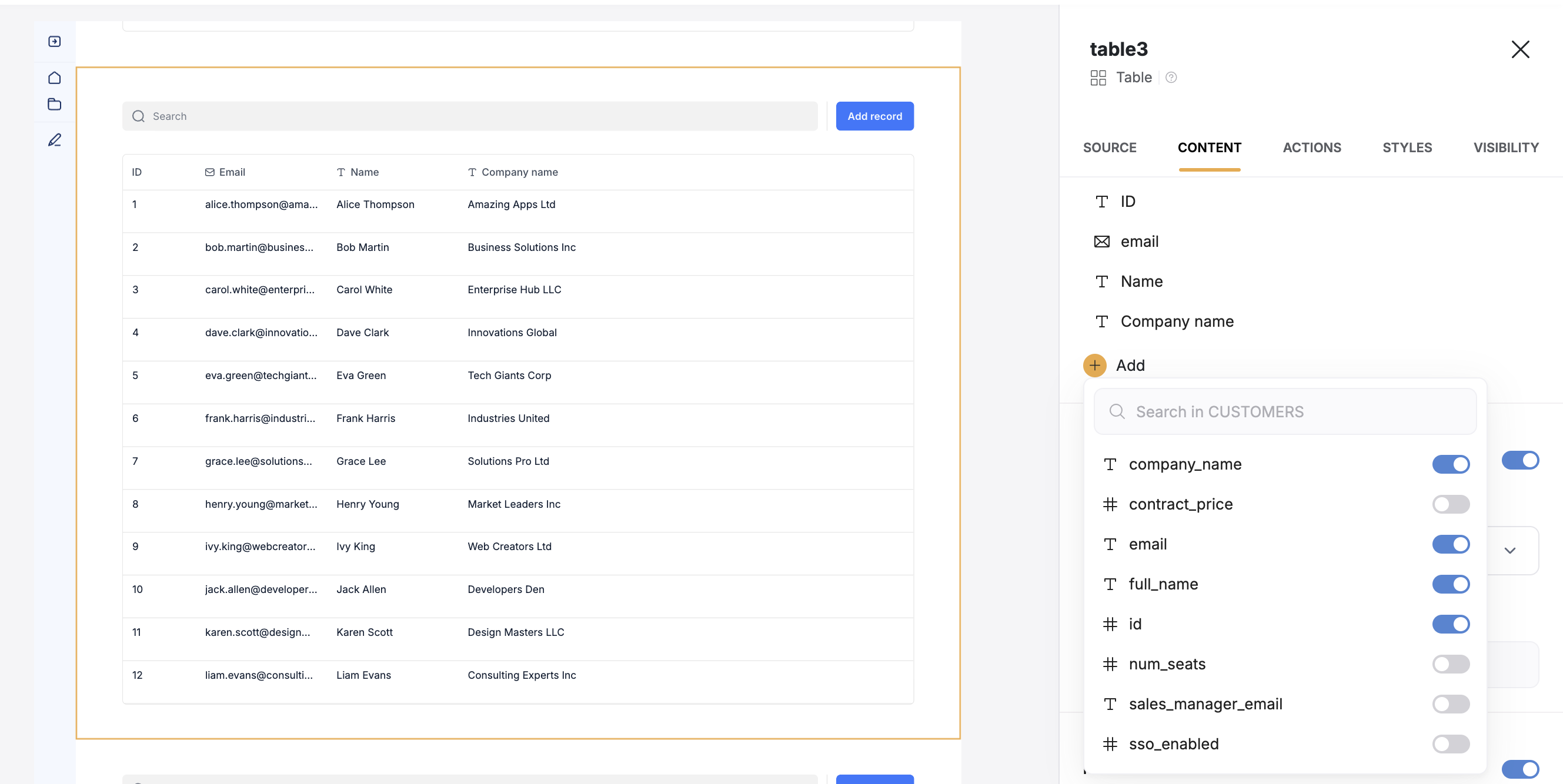 Map SQL fields