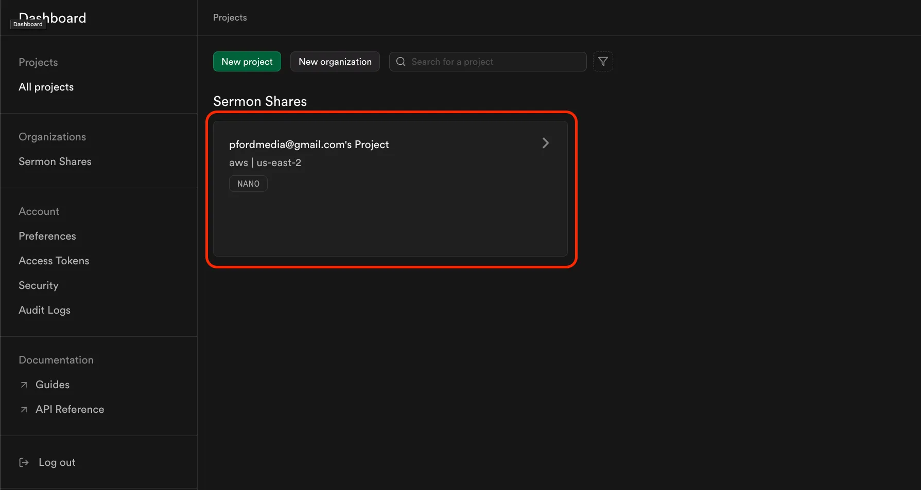 Click on the project you want to connect to Softr