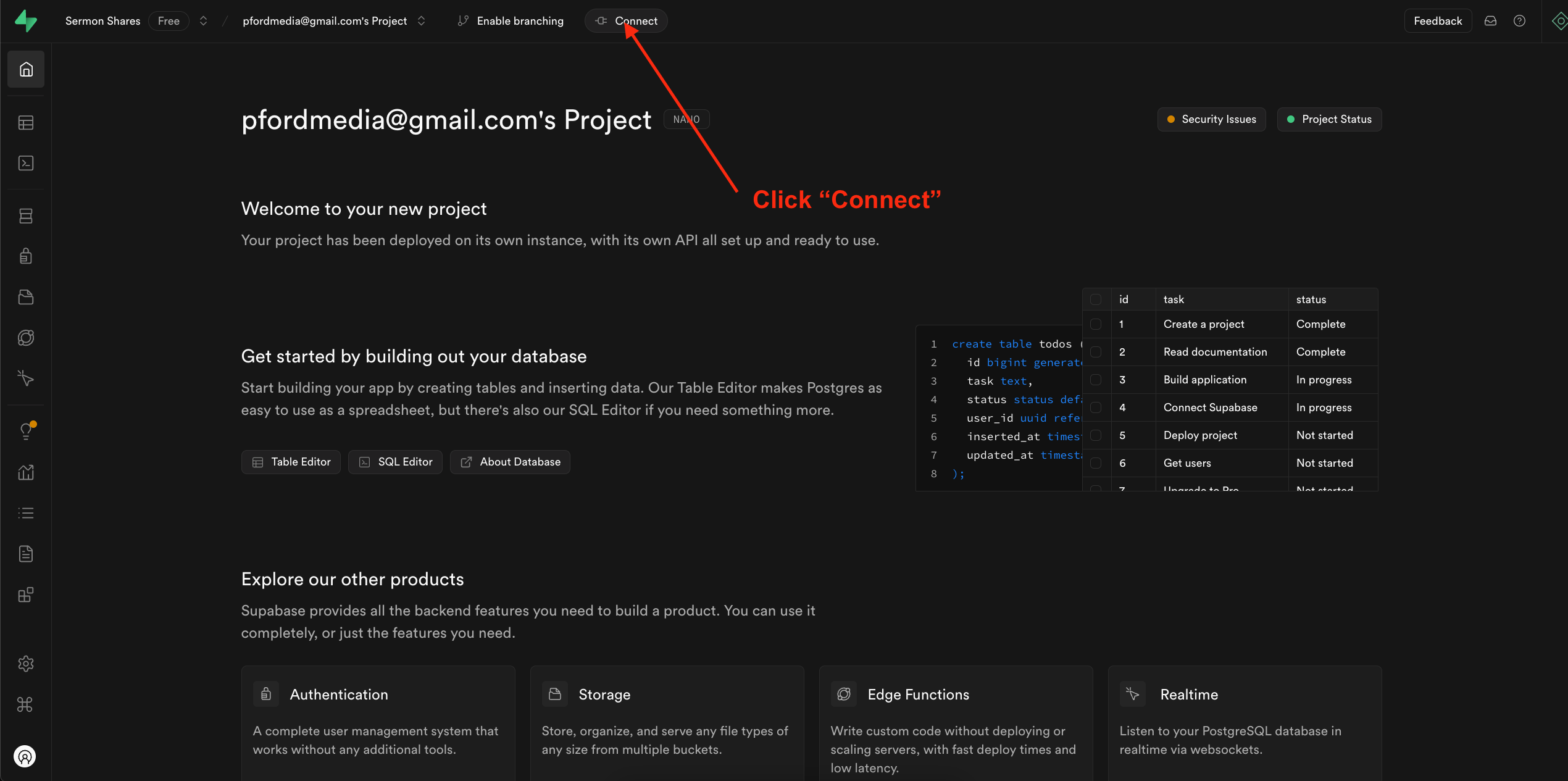 Click on Project settings in the bottom left menu