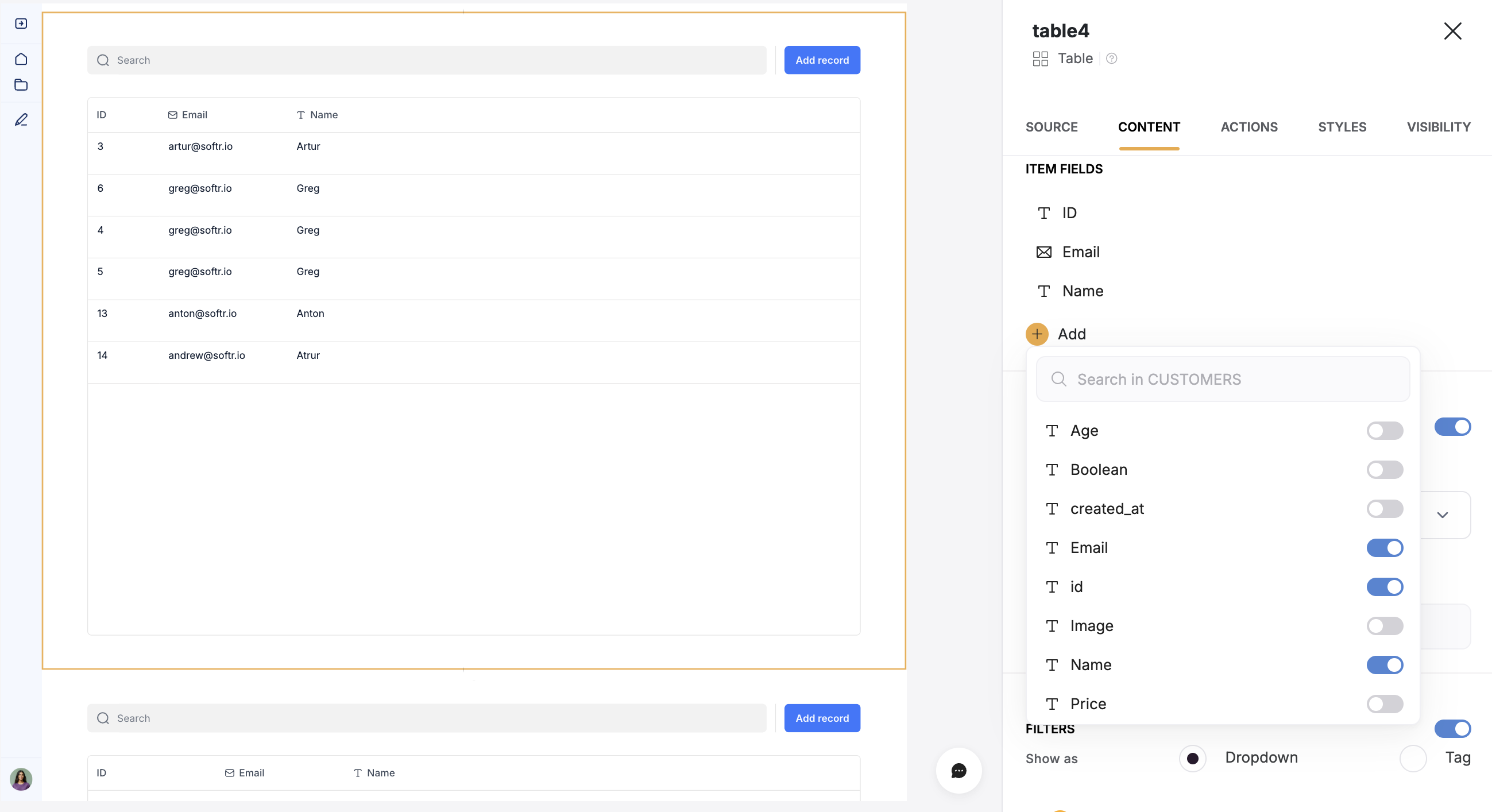 Map Xano fields to item fields