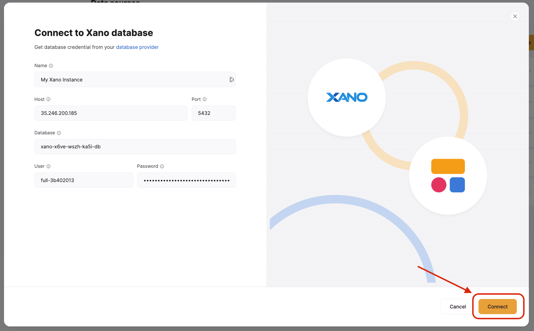 Click Connect once you’ve pasted in your credentials.