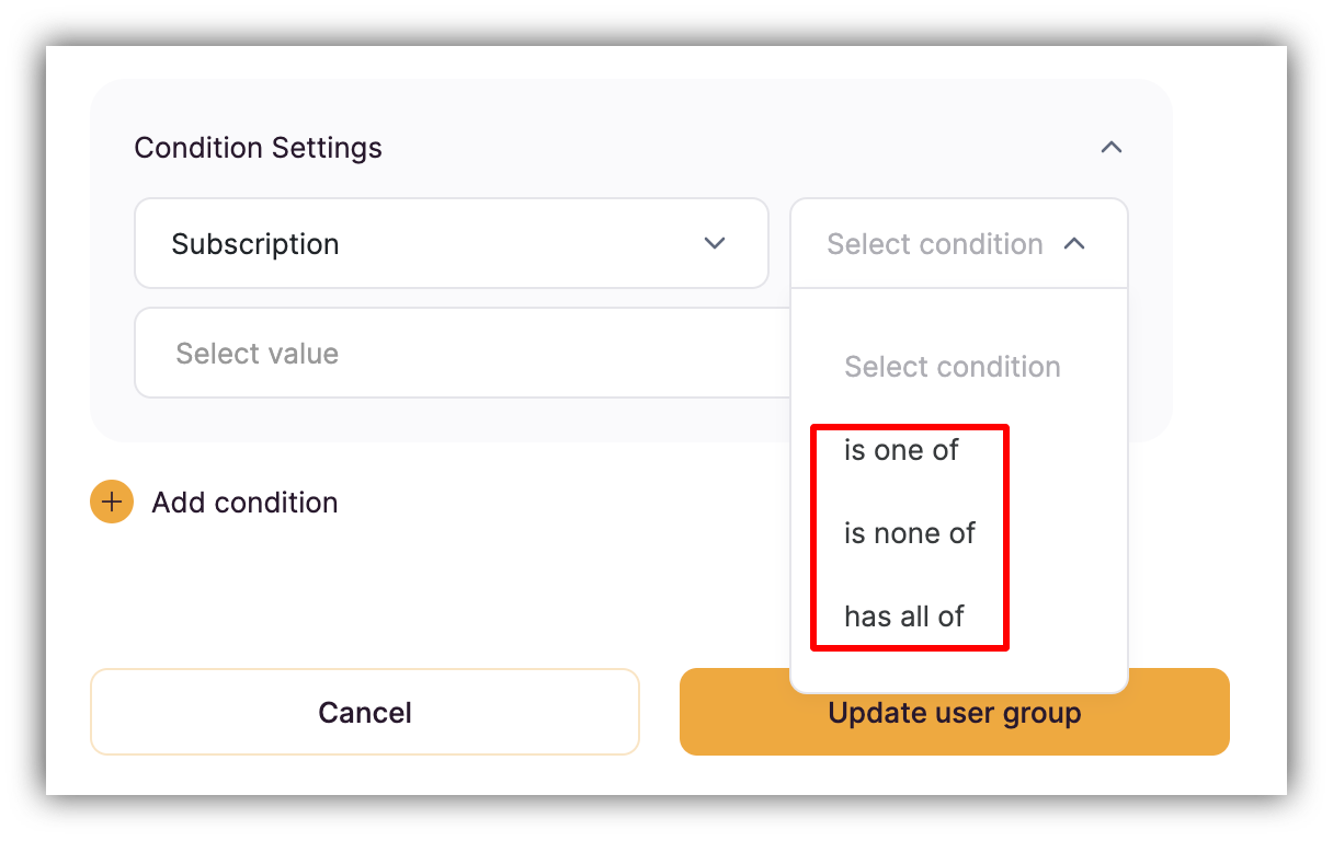 Payment-related condition options