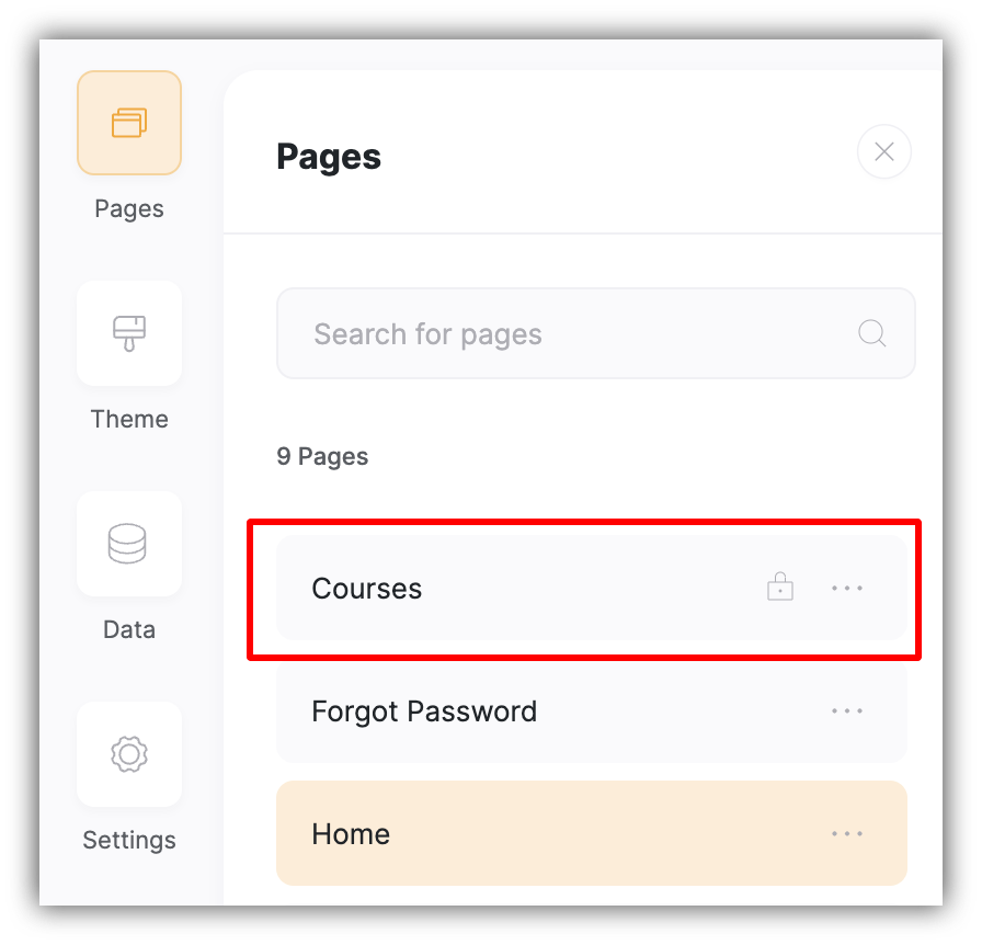 Separate page for courses created