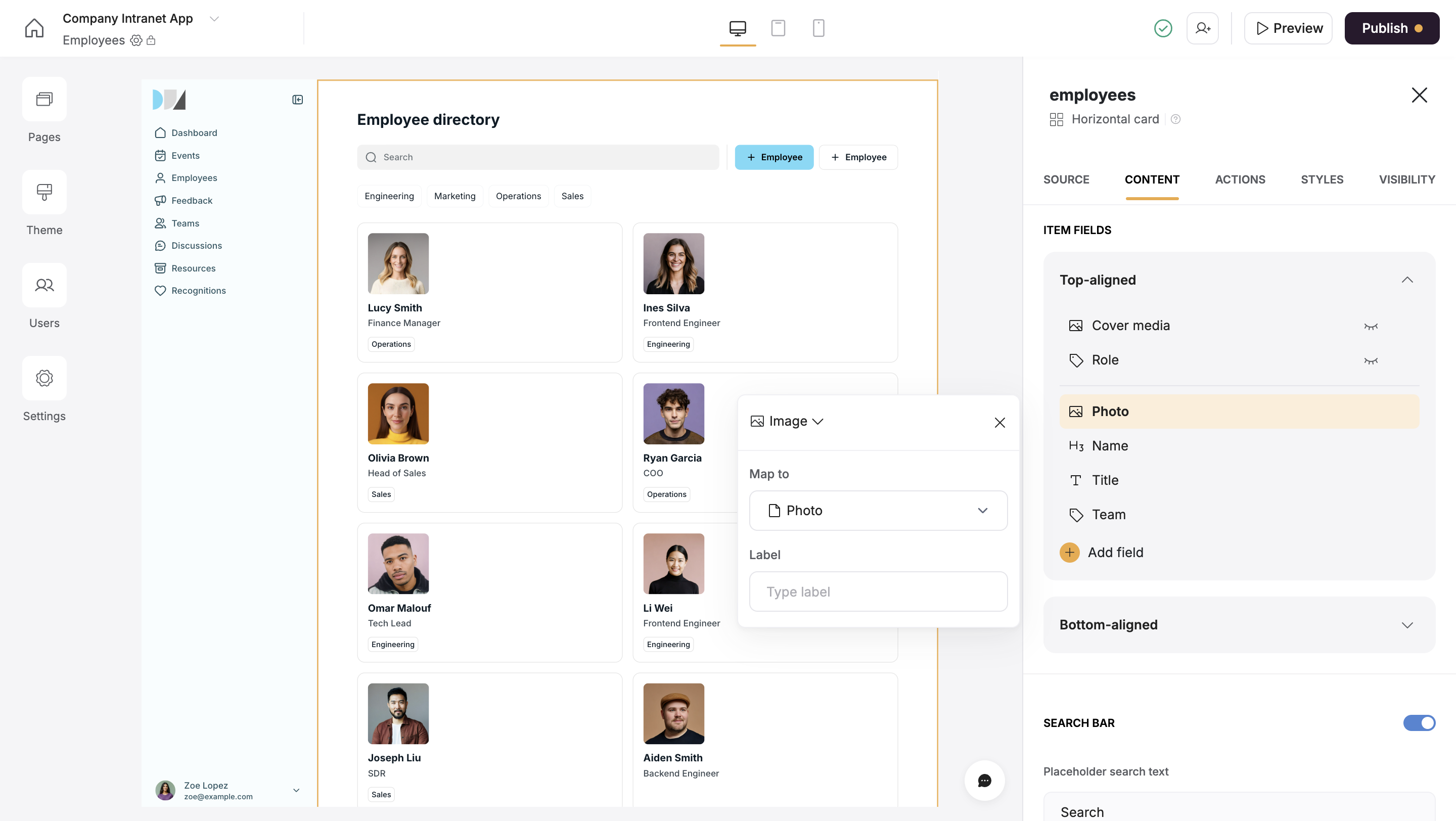Mapping an image field