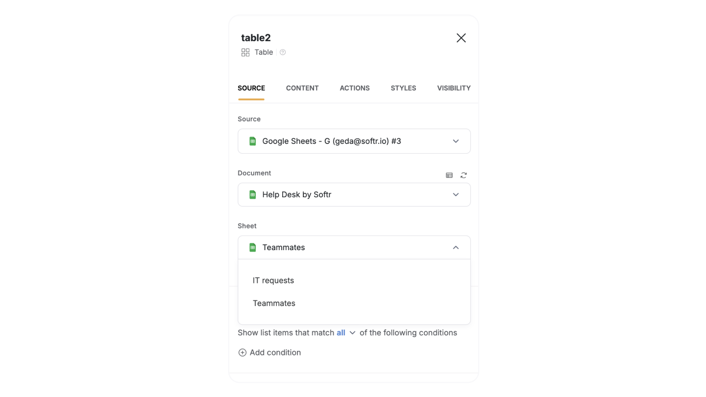 Google Sheets – Softr Help Docs