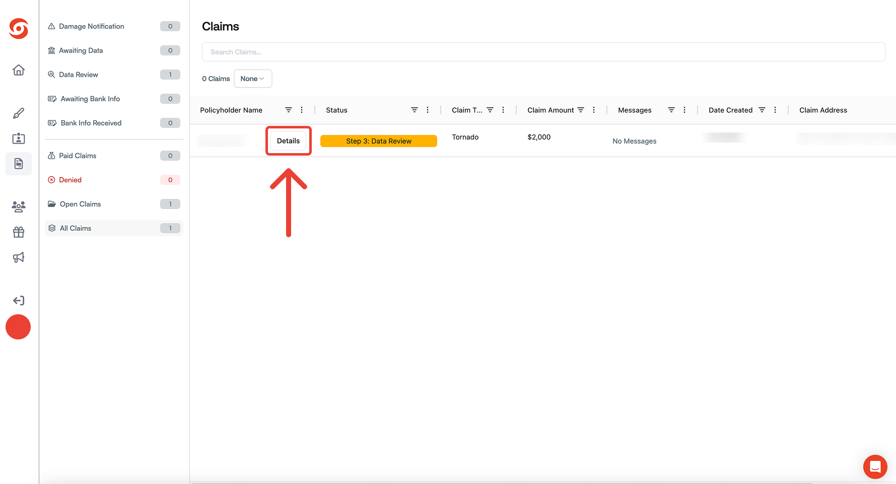 Agents Dashboard Claims 1 Pn