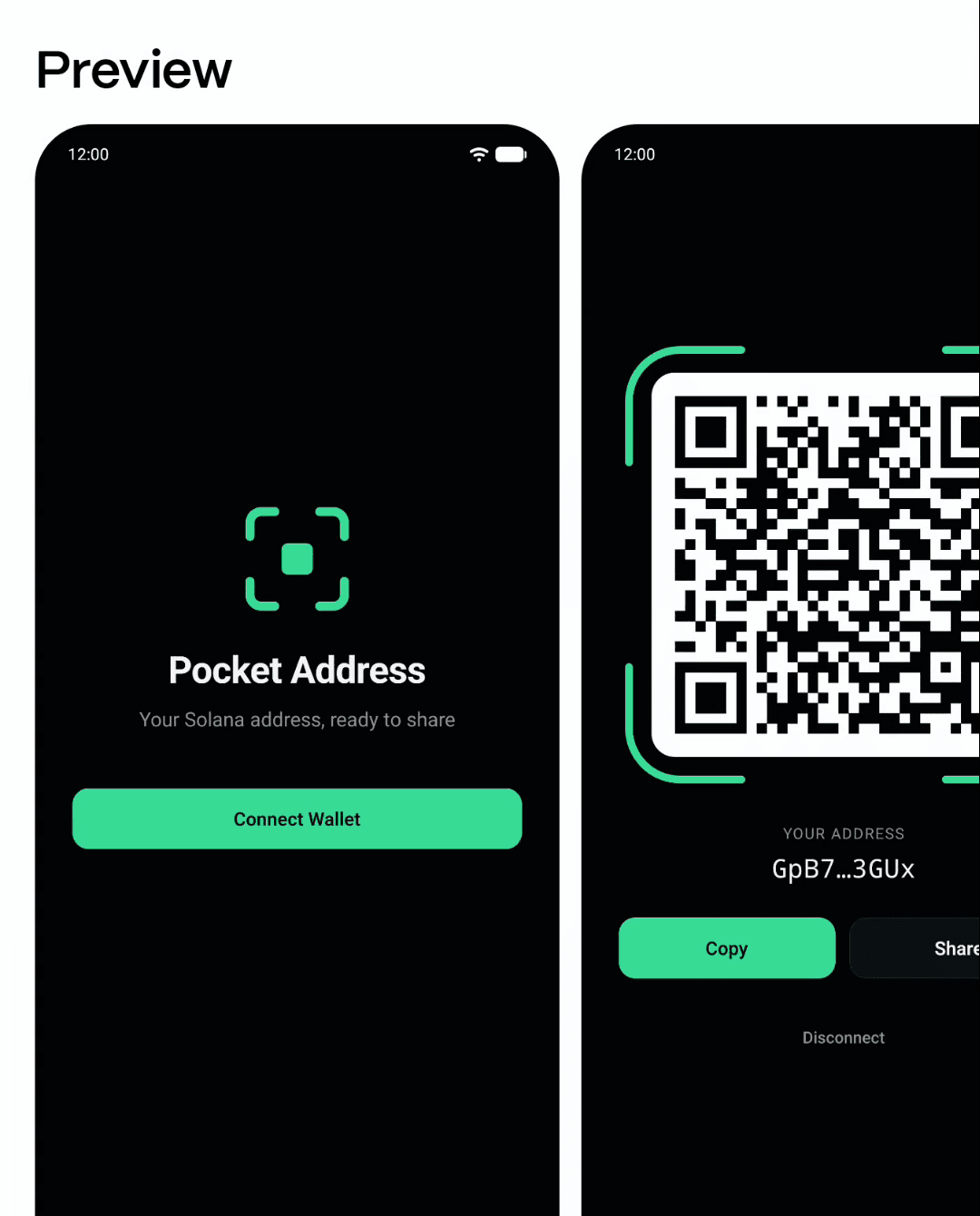 Pocket Address listing preview gallery with app screenshots