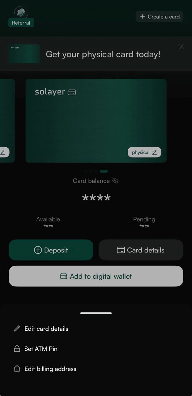 Solayer Pay - Set PIN screen