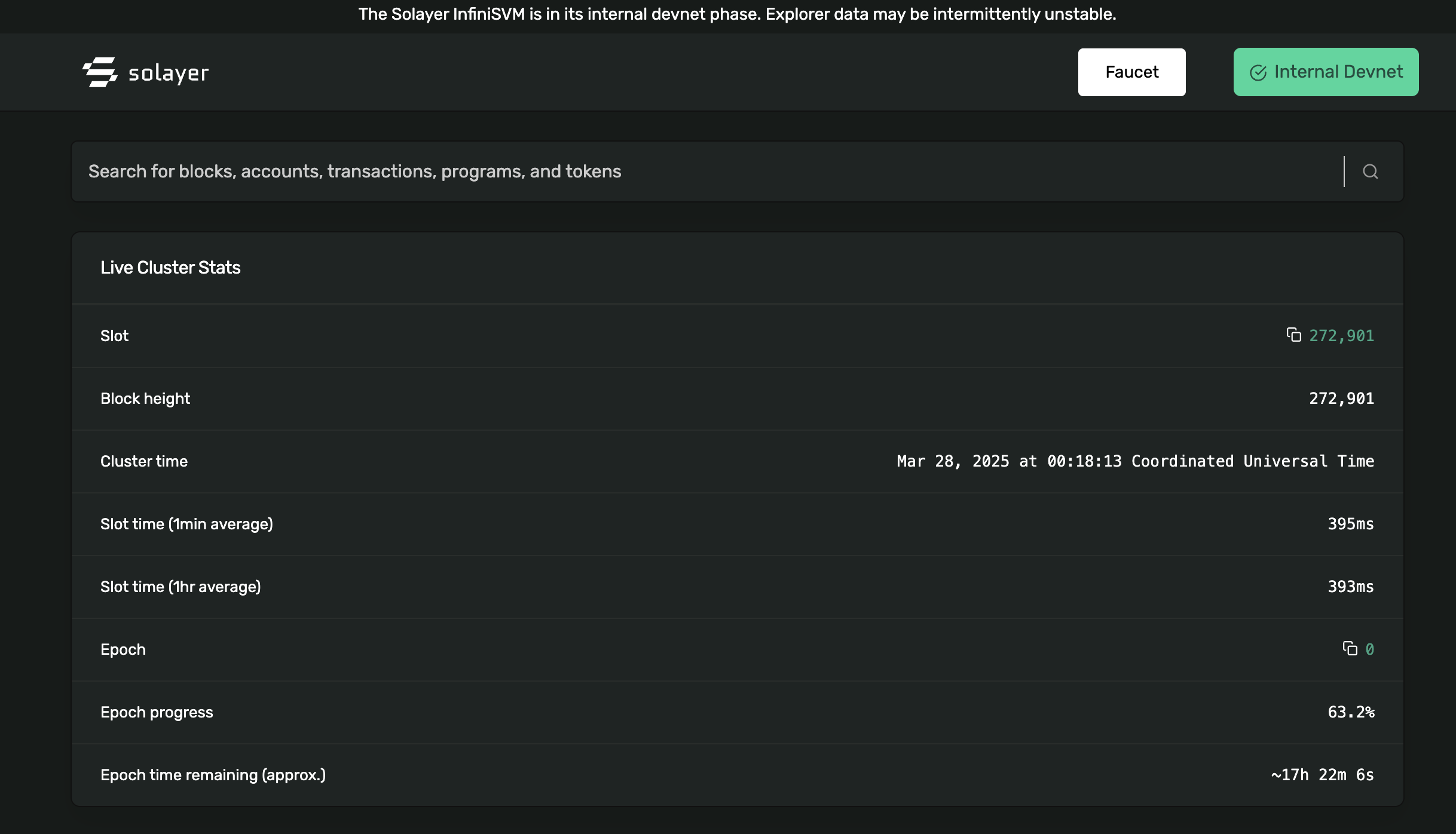 Solayer Block Explorer Overview