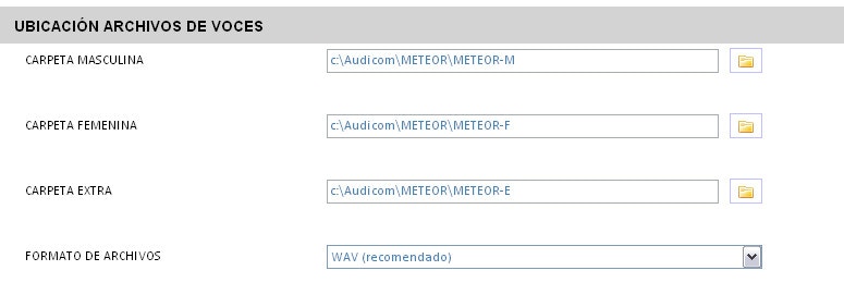 AUDICOM Configuración - Voces Meteor AUDICOM Configuración - Voces Meteor