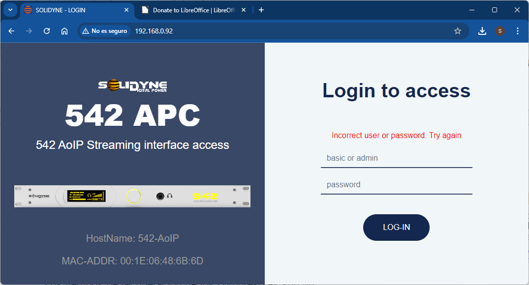 542 Streamer WEB LOGIN Pn 542 Streamer WEB LOGIN Pn