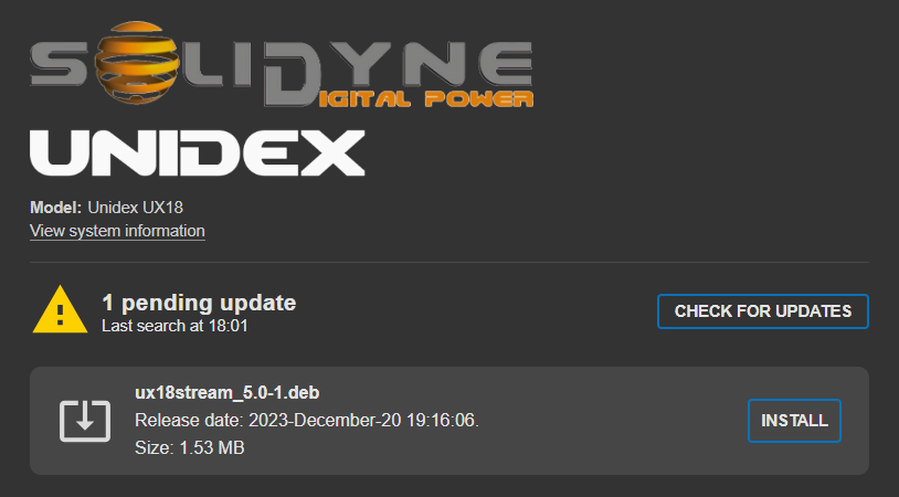 UNIDEX Firmware Update UNIDEX Firmware Update