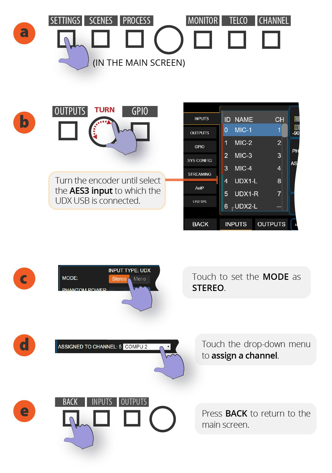 UDX-USB Intputs settings UDX-USB Inputs settings
