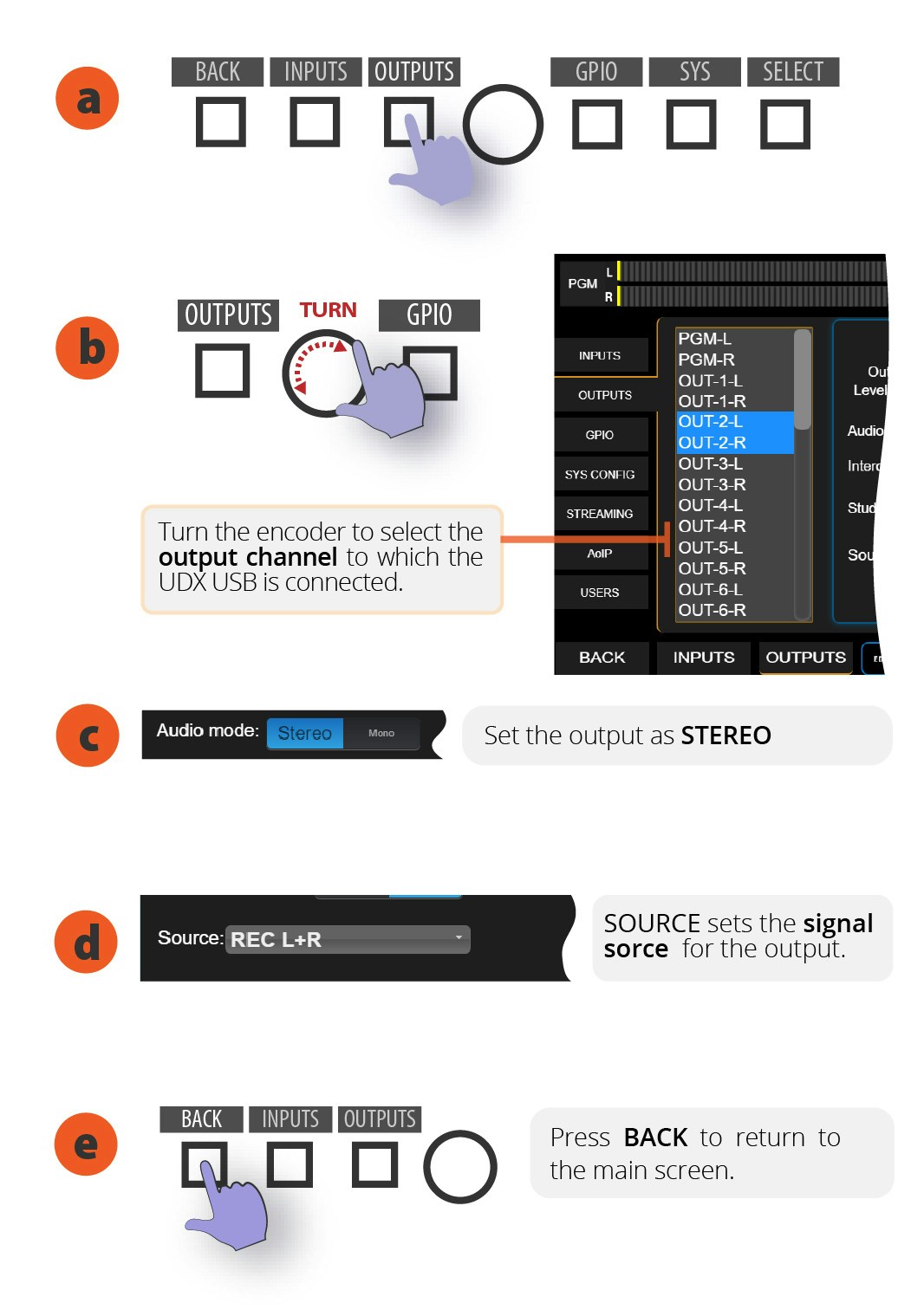 UDX-USB Outputs settings UDX-USB Outputs settings