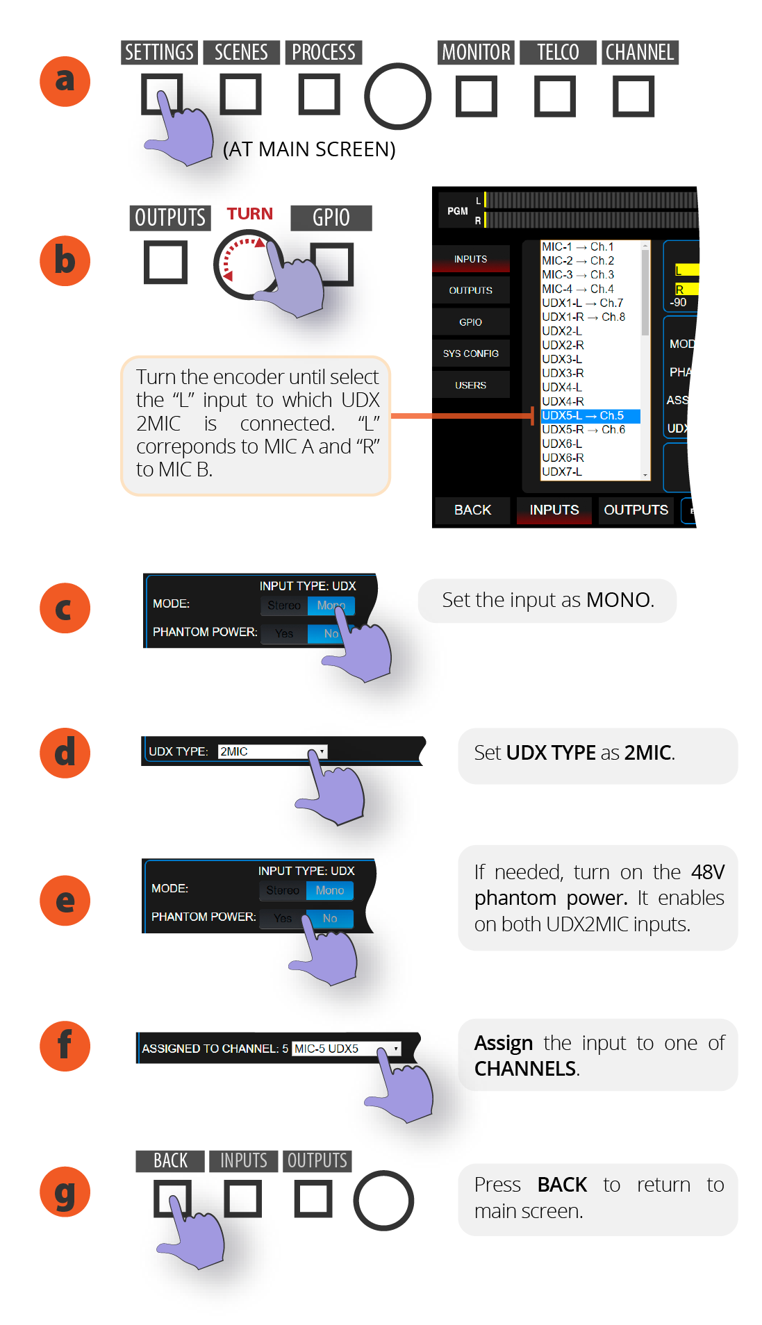 UDX2MIC INPUT SETTINGS UDX2MIC INPUT SETTINGS