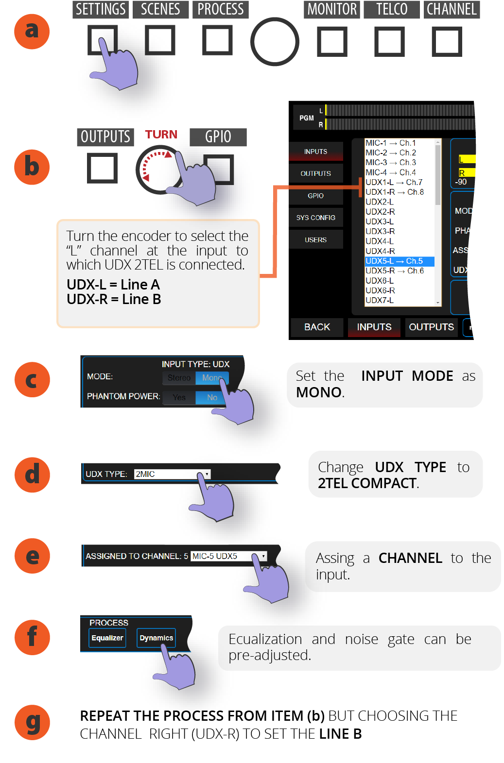 UDX2TEL insputs configuration UDX2TEL insputs configuration