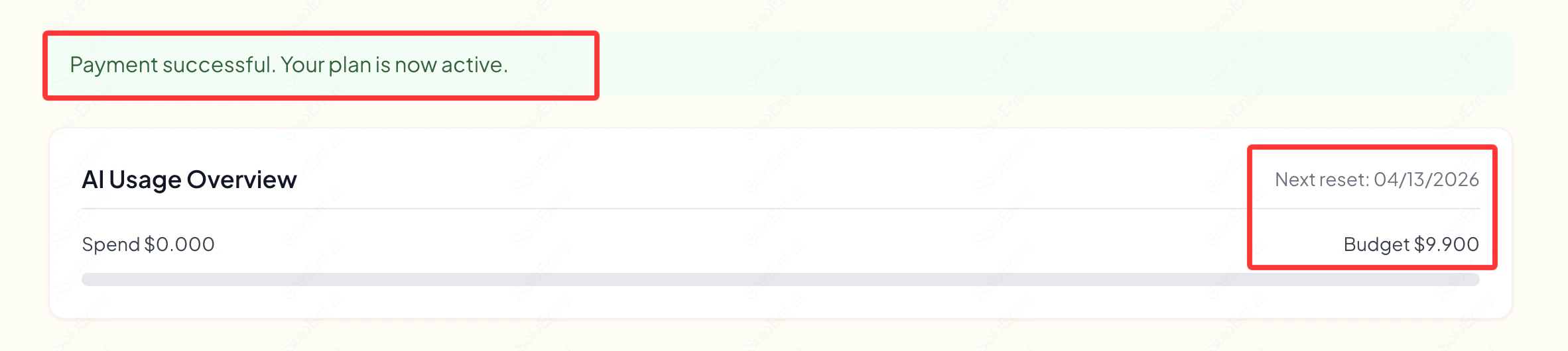 Balance and renewal date in dashboard