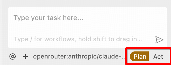 Plan and Act mode selector in SoloEnt Agent