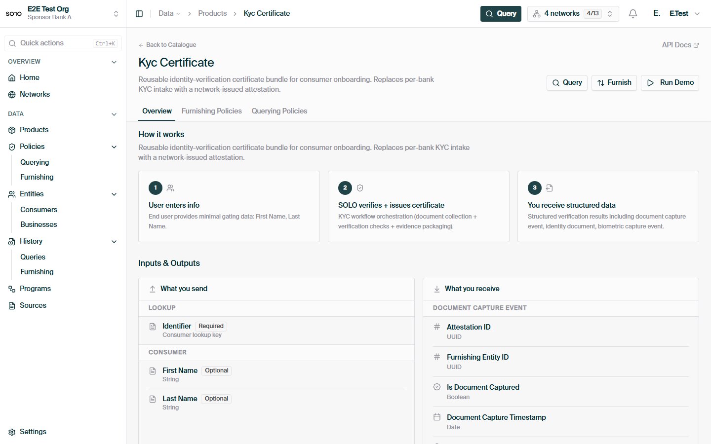 KYC product detail — overview