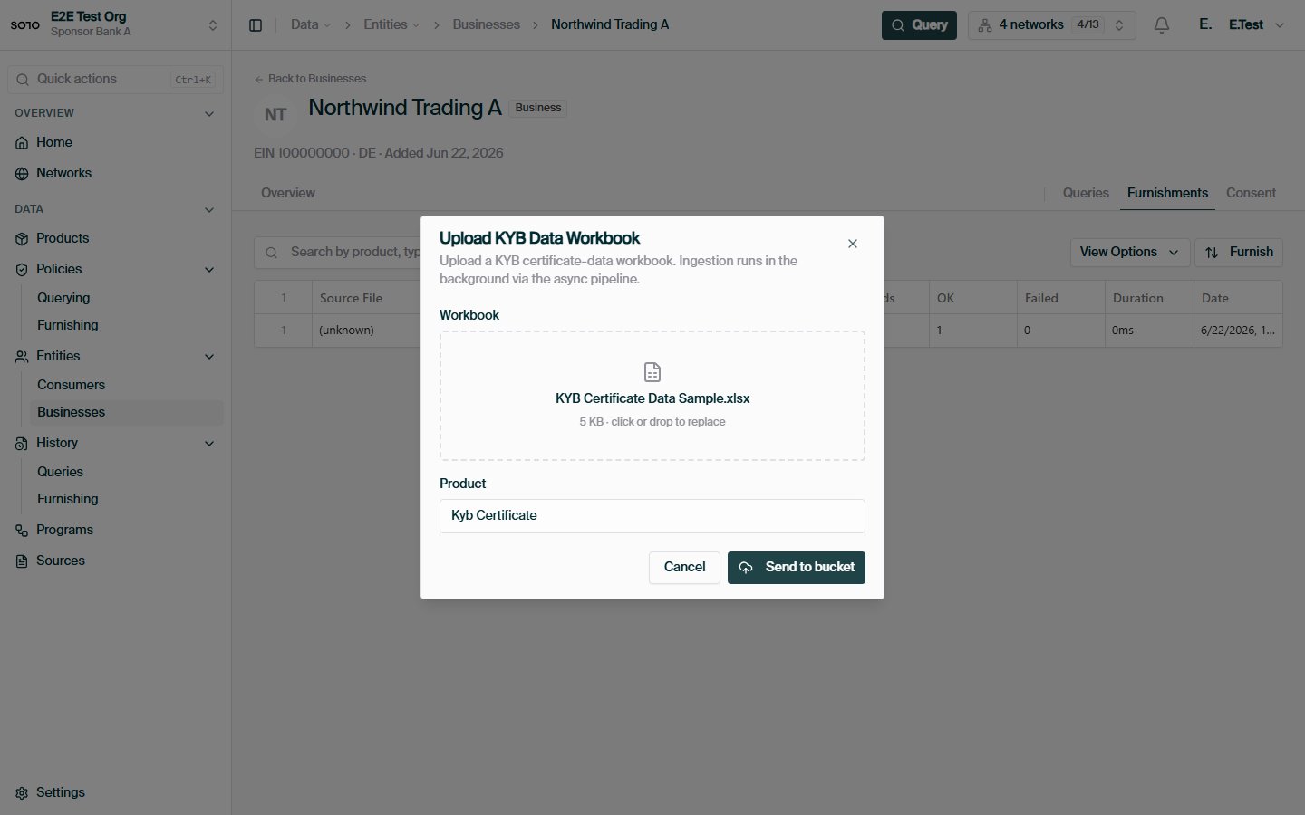 Entity KYB data workbook upload — ready to submit