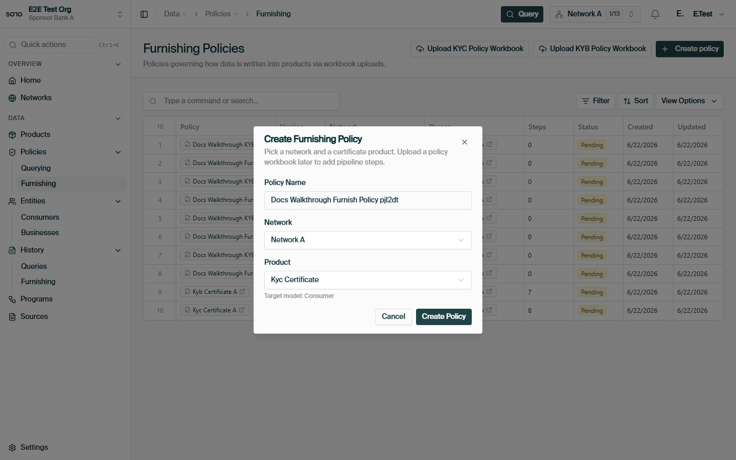 Create KYC furnishing policy — ready to submit