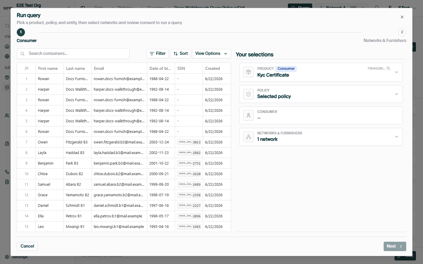 Run query opened from policy detail