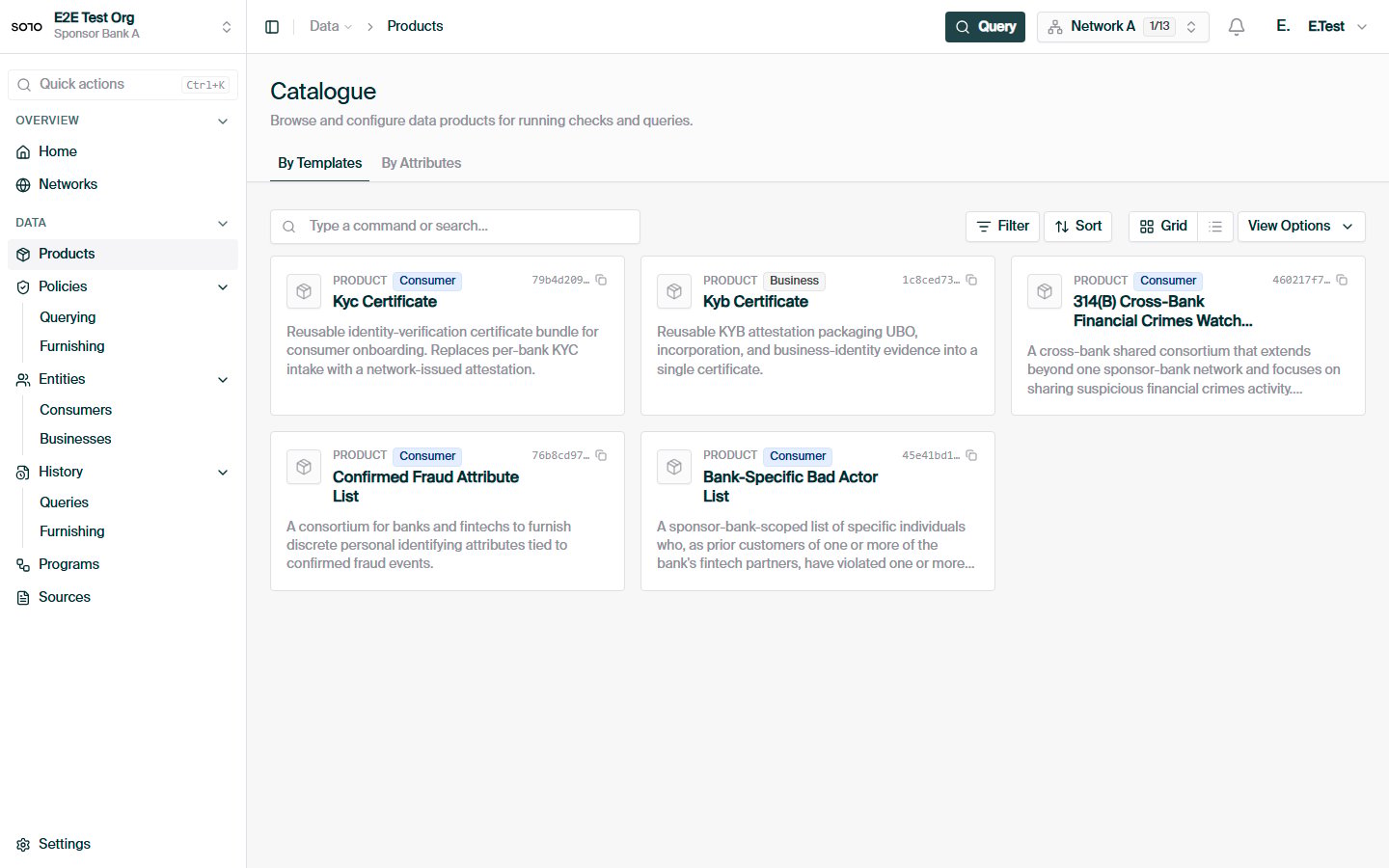 Products catalogue — By Templates