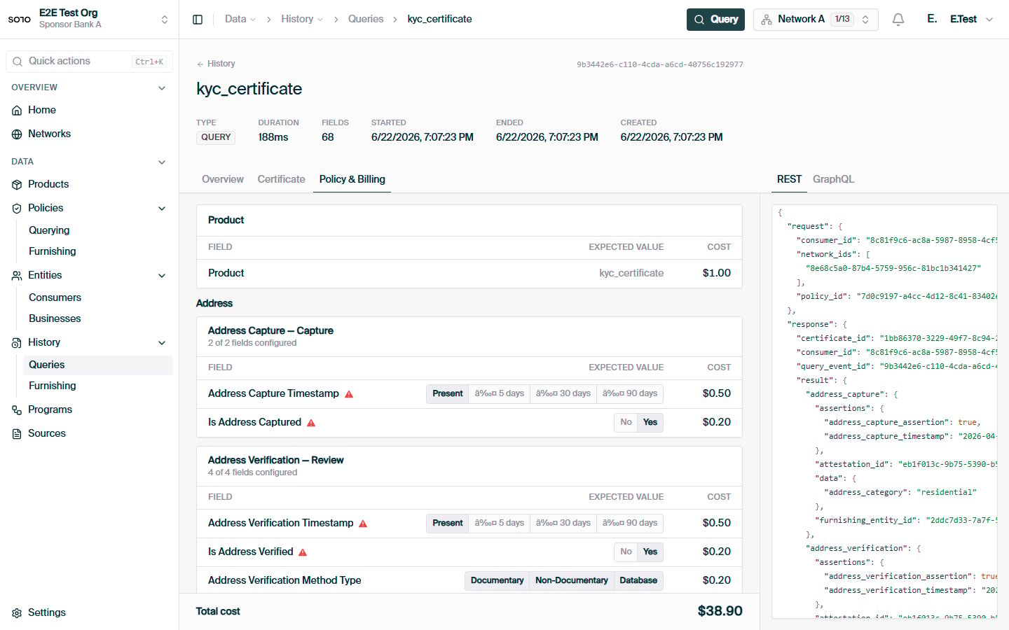 Query completed — run detail overview
