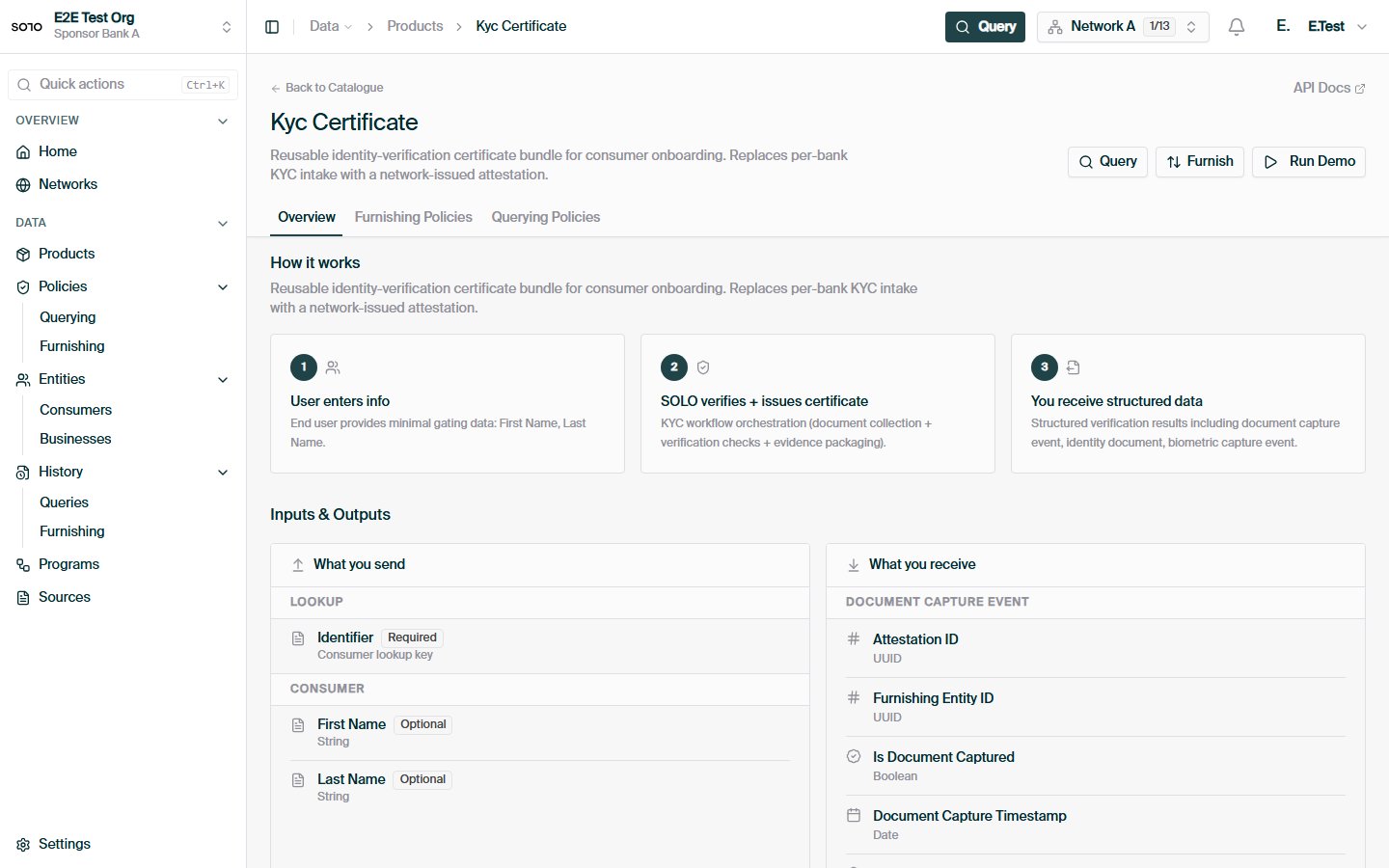 KYC product detail — overview tab