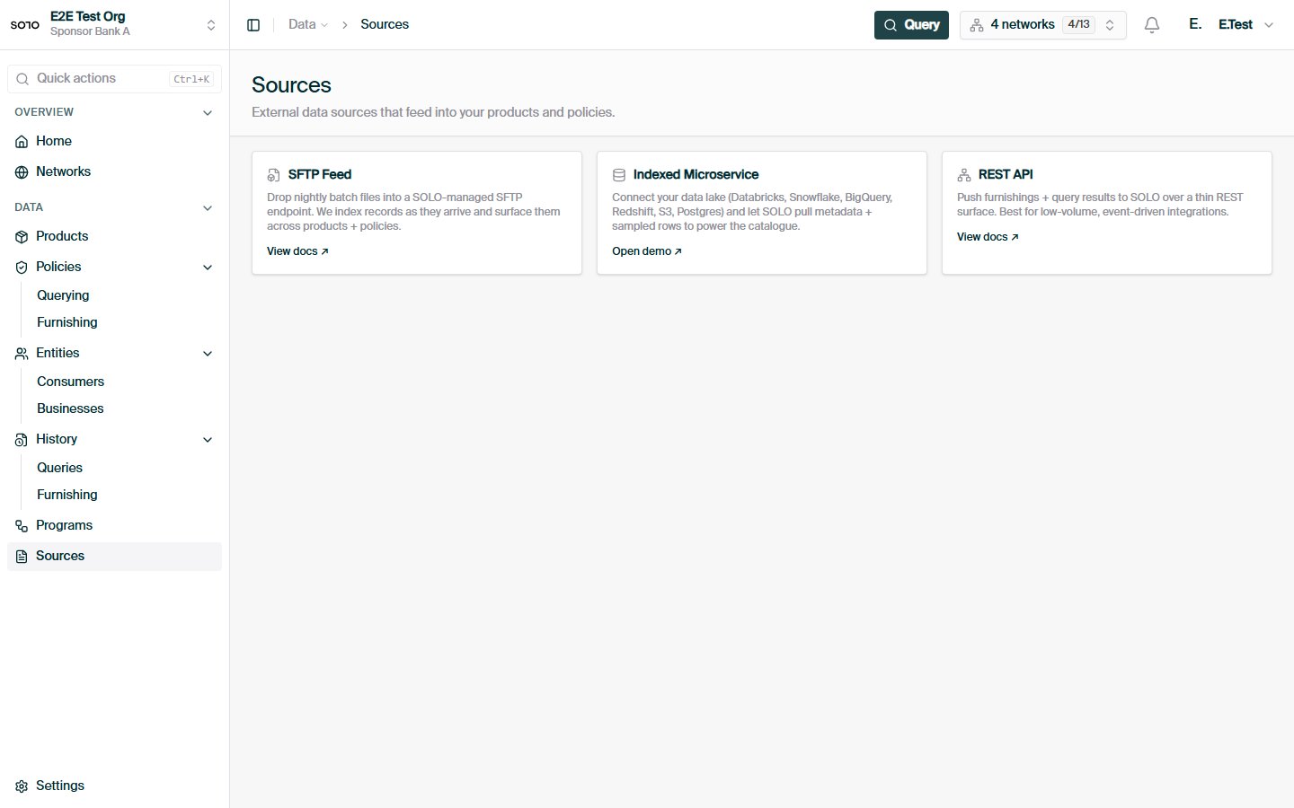 Furnishing channels — REST API, SFTP file drops, and data lake connectors