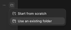 Chọn Use an existing folder
