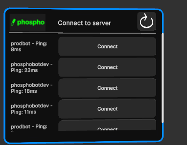 Select Phosphobot server