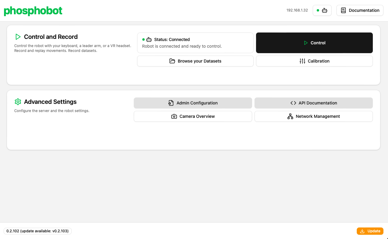 phosphobot dashboard