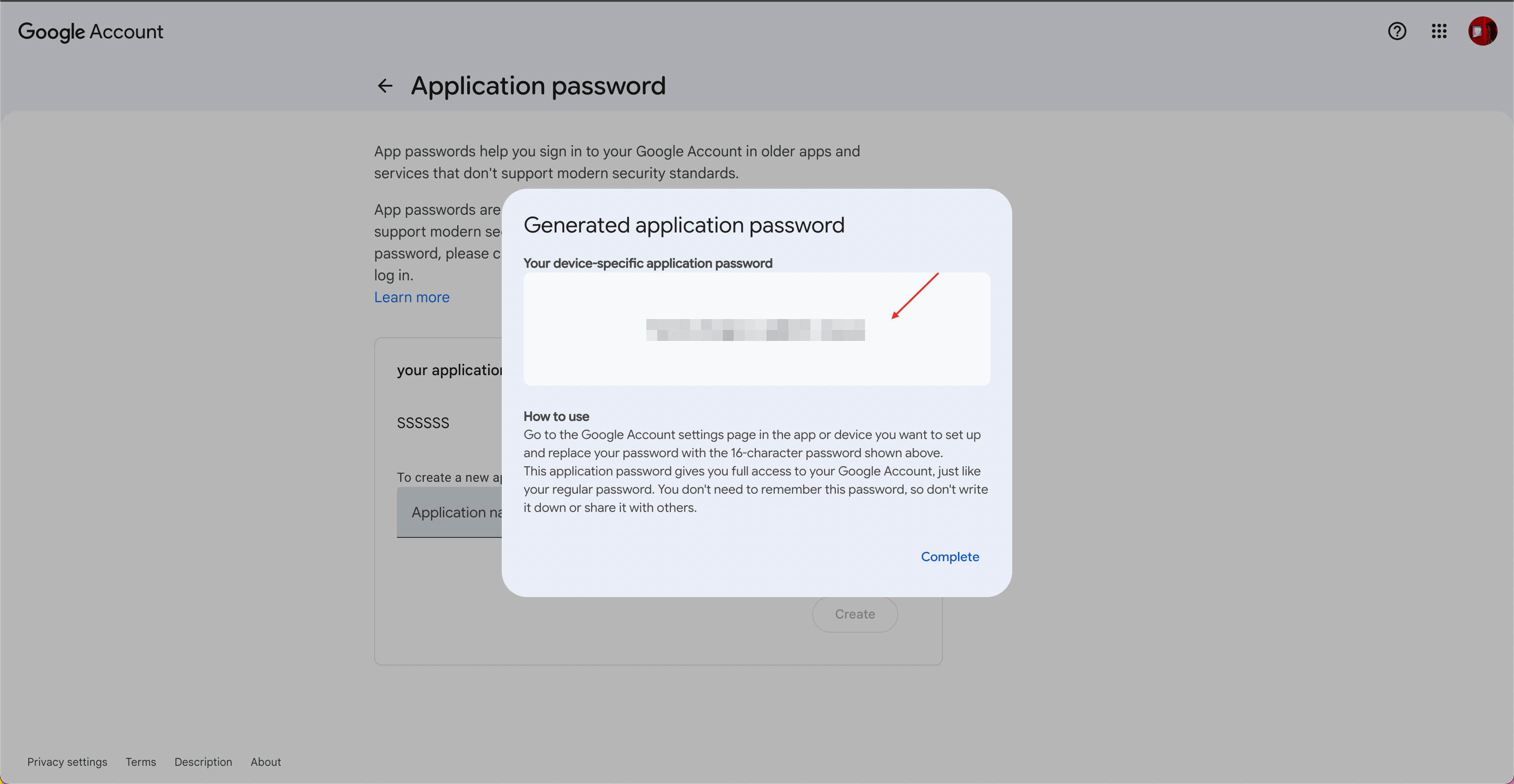 Generatedapplicationpassword