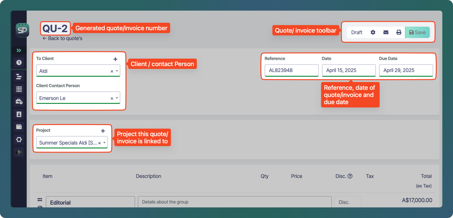 Sonderplan Angebot Rechnung Kopf