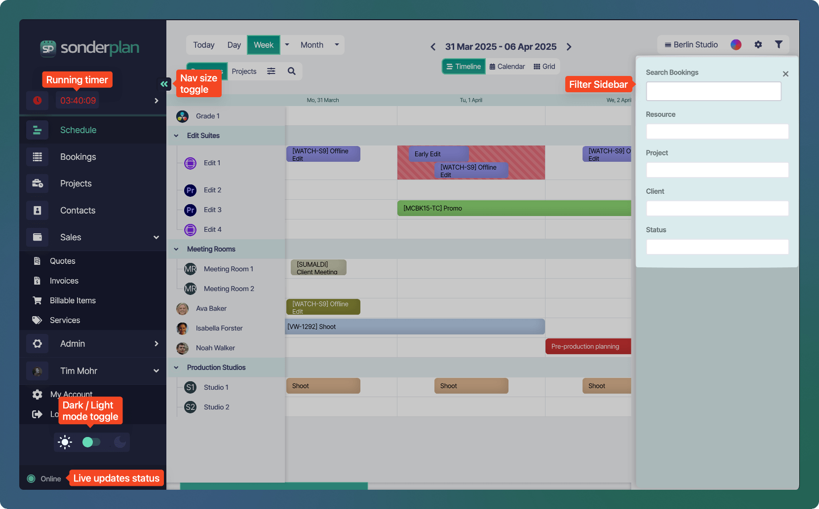 Allgemeine Benutzeroberfläche von Sonderplan