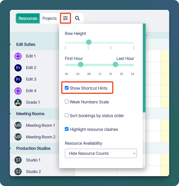 Sonderplan Show Shortcut Hints checkbox