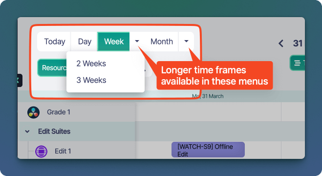 Sonderplan Time Frames Menus extended