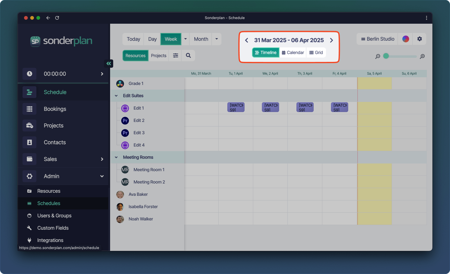 Sonderplan Schedule View Type Buttons